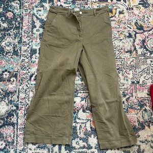 Everlane dark green wide leg crop pants